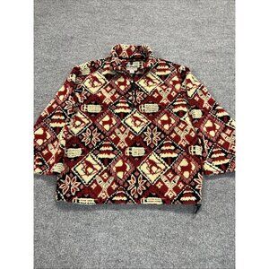 Vintage EMS Motif Design Fullprint Half Zip Pullover Fleece Rare Women’s Large